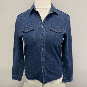 Paisley & Gray Blue Denim WESTERN Shirt Men’s size Medium/ 16 Neck